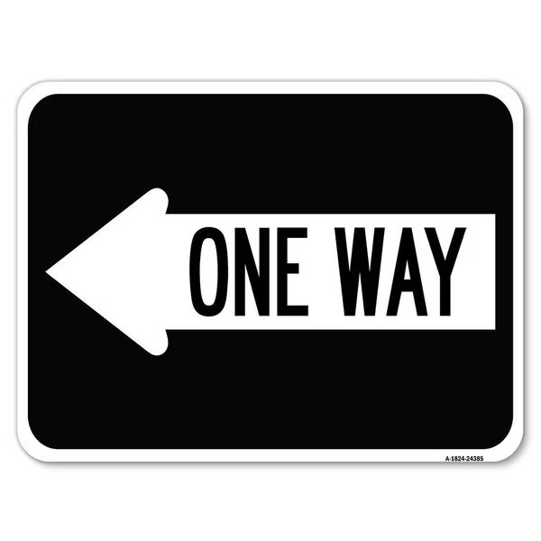 One Way With Left Arrow Heavy-Gauge Aluminum Rust Proof Parking Sign, 18